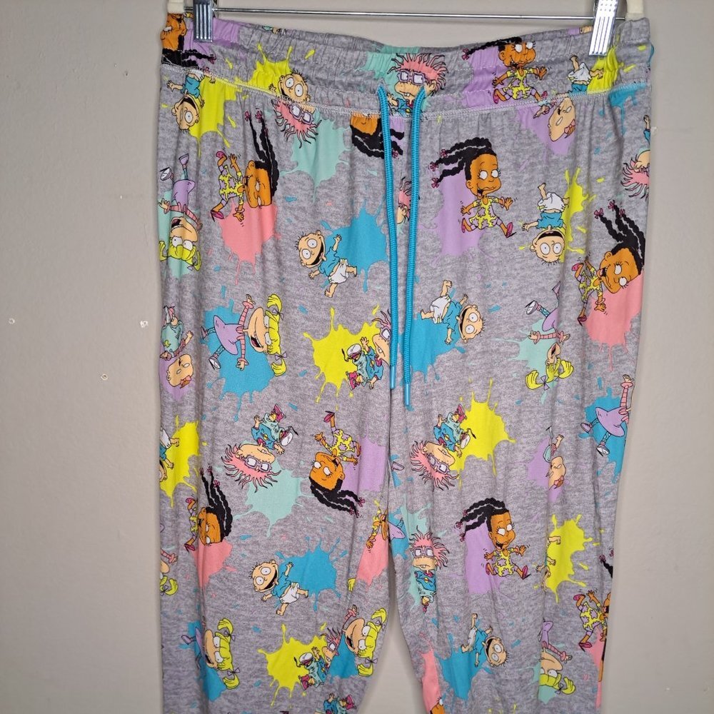 Nickelodeon Gray Pajama Pants with Colorful Cartoon Print
